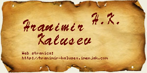 Hranimir Kalušev vizit kartica